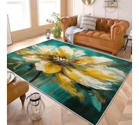 Genérico Pintura Al óLeo Flores Alfombra Habitación Infantil 120x180 cm - Pintura Abstracta Suave Antideslizante y Lavable Alfombra de Franela para Salón, Sala de Juegos, Entrada Decoración del Hogar