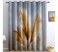 Genérico Pintura Al Óleo Plumas Cortinas Opacas 140An x 245Al cm, Salon Dormitorio Decoración De La Ventana Gris Claro Cortinas Ollaos Aislantes Frio Y Calo niños niñas Ventana Dormitorio