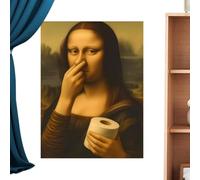 Genérico Pintura De Mona Lisa - Póster Artístico De Baño Con Marco De Madera De 11,8x15,7 Pulgadas, Imagen Humorística De Baño 251g | Decoración Caprichosa Para Pellizcar La Nariz, Arte De La Pared D