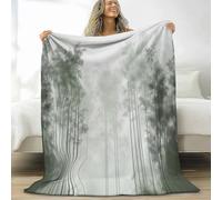 Genérico Pintura En Tinta del Bosque De Bambú Manta de Franela 180 x 220 cm Mantas Sherpa, Verde Claro Mantas De Lana Súper Esponjosas Adultos Y Niños Manta Cama Suave Y Cálida