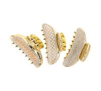 Genérico Pinzas Cabello Doradas Perlas y Cristales de Estrás Juego de 3 Piezas Diseño Tipo Garra Plástico Ligero y Antideslizante Ideales para Recogidos y Fiestas