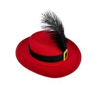 Genérico Pirate and Musketeer Costume Hat - Stylish Dress Up Headpiece | Soft Felt with Embellished Plume, Lightweight Accessory for, Costume Parties Theater Festivals 12.2x10.63x3.15 in