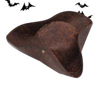 Genérico Pirate Hat - Classic Leather Colonial Costume Hat, Vintage Tricorn Dress Up Prop For Adults Kids | Retro Cosplay Accessory For Stage Show Theater Performance Party Festival Masquerade Event