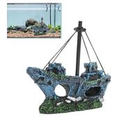 Genérico Pirate Ship Wreck, Resin Shipwreck Aquarium Decoration, Vintage Craft Hiding Caves, Realistic -Themed Landscaping, Stress-Reduction For Fish, Large Size Multi-Color