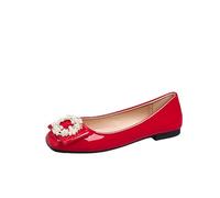 Genérico Pisas de Ballet de Las Perlas para Mujeres con Dedo del pie Cuadrado Cerrado, Zapatos de Vestir fáciles para el Trabajo cómodo y Caminar