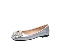 Genérico Pisas de Ballet de Las Perlas para Mujeres con Dedo del pie Cuadrado Cerrado, Zapatos de Vestir fáciles para el Trabajo cómodo y Caminar