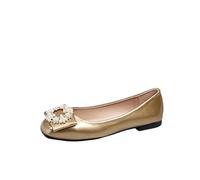 Genérico Pisas de Ballet de Las Perlas para Mujeres con Dedo del pie Cuadrado Cerrado, Zapatos de Vestir fáciles para el Trabajo cómodo y Caminar