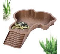 Genérico Piscina para baño de Tortugas,Piscina de Agua para Tortugas,Bañera para Tortugas con Escalera - Adorno de Acuario, Piscina de Tortugas para Anfibios, Mascota trepadora acuática