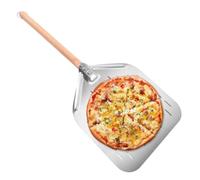 Generico Pizza Paddle 12 Inch Stainless Steel Perforated Turning Oven Tool | with Wooden Handle Pizza Peel for Family Outdoor Home Grill Cake Baking Kitchen Dough Bread Pastry