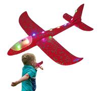 Genérico Planeador De Espuma - 48 Cm | Avión De Espuma | Juguete Avión | Aeronaves Poliestireno con Luz 3 Velocidades, Acrobacias, Vuelo Directo Y Maniobras para Niños Juegos Al Aire Libre