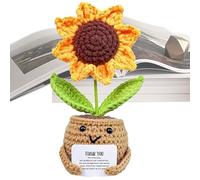 Genérico Plant, Crochet Plants Crochet Sunflower Doll,Smile Sunflower with Positive Wooden Tag Handmade,Cute,Decoration,Encourage Card, for Friends Family