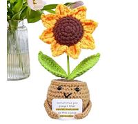 Genérico Plant, Crochet Plants Crochet Sunflower Doll,Smile Sunflower with Positive Wooden Tag Handmade,Cute,Decoration,Encourage Card, for Friends Family