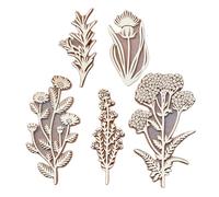 Generico Plant Stamp | 5 Pieces Vintage Floral Art Craft Wood Stamps,14x12x5cm Practical Floral Art Craft, Easy To Apply Flower And Plant Stamps Set for Walls, Cardboard, Paper