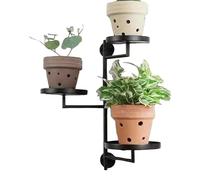 Genérico Plant Wall Shelf, 3 Tier Metal Windowsill Plants Rack, Space Saving 180° Rotating Multifunctional Display Stand for Indoor, Balcony, Windowsill, Studio, 17.1 Inches, Black