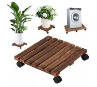 Genérico Planta Cuadrada Caddy con Ruedas, Carrito de Madera de Papel Pesado, Rolling Flower Pot Saucer Stand para Uso al Aire Libre en Interiores, Easy Move Potted Plants & Pots