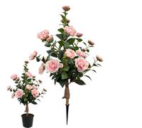 Genérico Plantas Artificiales de Exterior, Camelia Realista con Estacas para Suelo, Plantas para Porche Delantero y Árbol Artificial, para Exterior Jardín Patio Sendero Hogar Mujeres Cumpleaños