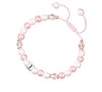 Genérico plata perlada pareja junco hombre anillos mano con letras perladas, adecuado como regalo de cumpleaños para tu hija Rosa Perlado Rosa Mm Joyería, talla única, Cristal artificial, No es una
