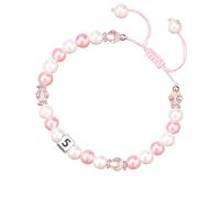 Genérico plata perlada pareja junco hombre anillos mano con letras perladas, adecuado como regalo de cumpleaños para tu hija Rosa Perlado Rosa Mm Joyería, talla única, Cristal artificial, No es una