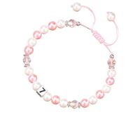 Genérico plata perlada pareja junco hombre anillos mano con letras perladas, adecuado como regalo de cumpleaños para tu hija Rosa Perlado Rosa Mm Joyería, talla única, Cristal artificial, No es una