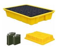 Genérico Plataforma Modular Industrial para contención de derrames, palets para almacenes, fábricas, Bandeja de Drenaje antifugas para bidones, sótanos, Palet de contención de derrames con Rejilla -