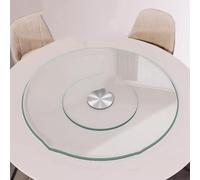 Genérico Plato Giratorio Lazy Susan de Vidrio Templado de 31 ", 35" y 39 ", Plato para Servir Transparente de Espesor con Base de aleación de Aluminio, Plato Giratorio para Mesa de Comedor