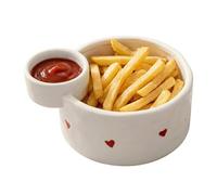 Genérico Plato Separador De Salsas, Bandeja De Cerámica Dividida En 2 Compartimentos, Bol Para Patatas Fritas Y Salsa, Para Niños Desayuno Colegio Almuerzo Picnic Trabajo Oficina Cena Leche Yogur