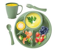 Genérico Platos con Divisiones | Platos Divisores para Control de Porciones,Cuencos Ovalados con Vaso para Casa Comedor Guardería Restaurante