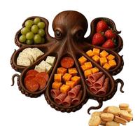 Genérico Platos de Madera para Picnic - Platos Para Cena - Tabla de Charcutería en Forma de Pulpo para Amantes de Carne, Queso, Fruta y Mariscos, para Cocina, Estilo Rústico, Mesa de Comedor y Picnic
