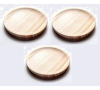 Genérico Platos de Madera para Pulpo, Natural, 18cm, Pack de 3, Redondos, Estilo Tradicional