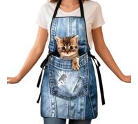 Genérico Playful Kitchen Apron - Waterproof Cat Apron for Daily Tasks | Polyester Fabric with Soft Fit Design, Lightweight Wear Comfort, Cooking BBQ Activity Pizza Baking Grooming Coffee