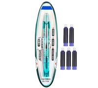 Generico Pluma estilográfica recargable, herramienta para escribir un diario, pluma estilográfica retráctil con punta de 0,38 mm, barril transparente y 5 cartuchos recargables para estudio, escuela