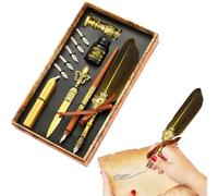 Genérico Pluma pluma y juego de tinta | Bolígrafo de pluma de caligrafía vintage para escribir | Juego de tinta de de caligrafía de con puntas de repuesto, barras de sello de, sello de sell