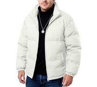 Genérico Plumas Hombre Invierno Color Liso, Chaqueta Hombre Entretiempo Sin Capucha De Cremallera Cuello Mao, Plumíferos Classic - Cazadoras Ligera Termica - Beige L