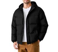 Genérico Plumas Hombre Invierno Color Liso, Ropa Hombre Invierno con Capucha De Cremallera con Bolsillo, Plumíferos Ligera - Bombers Trabajo Casual - Negro XL