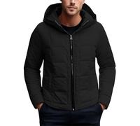 Genérico Plumiferos Hombre Color Liso, Ropa Hombre Invierno con Bolsillo con Capucha De Cremallera, Plumíferos Classic - Bombers Termica Vintage - Negro S