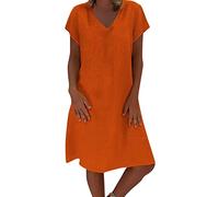 Genérico Plus Camisetas Señoras Verano Feminino Estilo Vestido Casual Vestido de Algodón Mujeres Vestido de Mujer, naranja, L