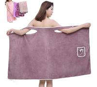 Genérico Plus Size Women's Wearable Shower Skirt, 2-Button Design Adjustable Closure, Bow Tie Water Absorption and Quick Drying, Easy to Put On, Four Seasons Wearable Bathrobe (Cameo brown,L)