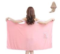 Genérico Plus Size Women's Wearable Shower Skirt, Highly Absorbent Coral Fleece Bathrobe, 2-Button Design Adjustable Closure, Soft Friendly, Easy to Put On (Pink)