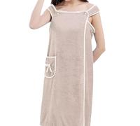 Genérico Plus Size Women's Wearable Shower Skirt, Wearable Towels for Women, Water Absorption and Quick, Adjustable Closure (Khaki,numeric_0)