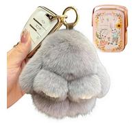 Genérico Plush Bunny Keychain Cute Fluffy Stuffed Animal, Soft Bunny with Tin Box Easter Gifts for Women Bag Charm (Medium Gray)
