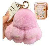 Genérico Plush Bunny Keychain Cute Fluffy Stuffed Animal, Soft Bunny with Tin Box Easter Gifts for Women Bag Charm (Light Pink)