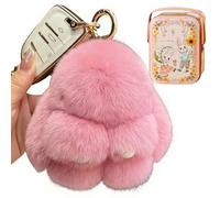 Genérico Plush Bunny Keychain Cute Fluffy Stuffed Animal, Soft Bunny with Tin Box Easter Gifts for Women Bag Charm (Pink)