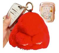 Genérico Plush Bunny Keychain Cute Fluffy Stuffed Animal, Soft Bunny with Tin Box Easter Gifts for Women Bag Charm (Red)