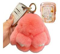 Genérico Plush Bunny Keychain Cute Fluffy Stuffed Animal, Soft Bunny with Tin Box Easter Gifts for Women Bag Charm (Watermelon Red)