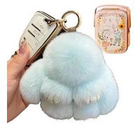 Genérico Plush Bunny Keychain Cute Fluffy Stuffed Animal, Soft Bunny with Tin Box Easter Gifts for Women Bag Charm (Light Blue)