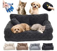 Genérico Plush Calming Dog Sofa Bed with Removable Washable Cover, Soft Cat Sofa with Raised Rim & Non-Slip Bottom, Sofas & Chairs for Dogs Fluffy Dog Couch Bed (Dark Gray, XXL)