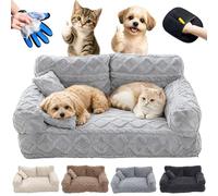 Genérico Plush Calming Dog Sofa Bed with Removable Washable Cover, Soft Cat Sofa with Raised Rim & Non-Slip Bottom, Sofas & Chairs for Dogs Fluffy Dog Couch Bed (Light Gray, XL)