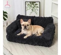 Genérico Plush Calming Pet Sofa Bed with Removable Cover,Soft Warming Washable Puppy Bed with Raised Rim & Non-Slip Bottom,Fluffy Dog Cat Couch Beds for Cats and Dogs of Any Size (Dark Gray, M)