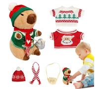 Genérico Plush Capybara Toy, Cartoon Animal Set with 9 Dress-Up Outfits and Accessories, Fun Interactive Soft Doll for Party Supplies, Christmas Holiday Decorations on Bed Sofa Couch Display