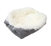 Genérico Plush Cat Bed - Self-Warming Washable Pet House | Soft Linen + Plush Cushion for Indoor Outdoor Travel, Car, Camping, Desk, Window, Chair, Couch, Room, Shelter, Apartment